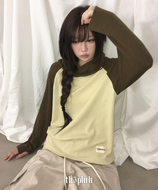 早秋預訂｜喇叭領撞色HOODIE