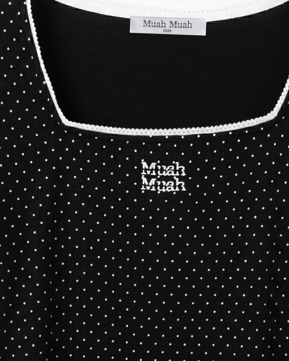 MUAHMUAH預訂｜SQUARE NECK DOT HALF SLEEVE