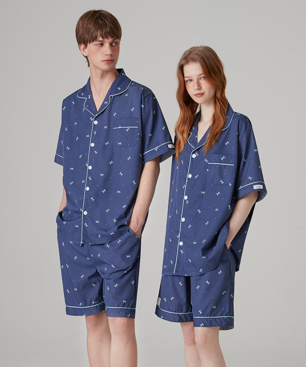 DOSSY預訂｜NMIXX HAEWON PICK NAVY RIBBON PAJAMA SET