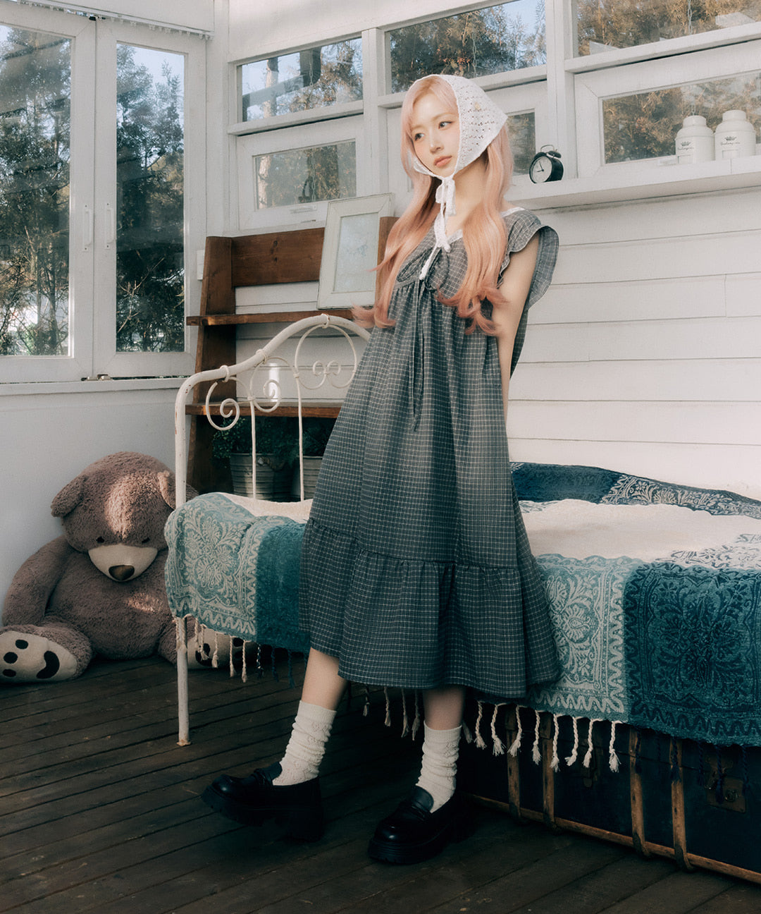 DOSSY預訂｜NMIXX HAEWON PICK LACE ONE PIECE PAJAMA