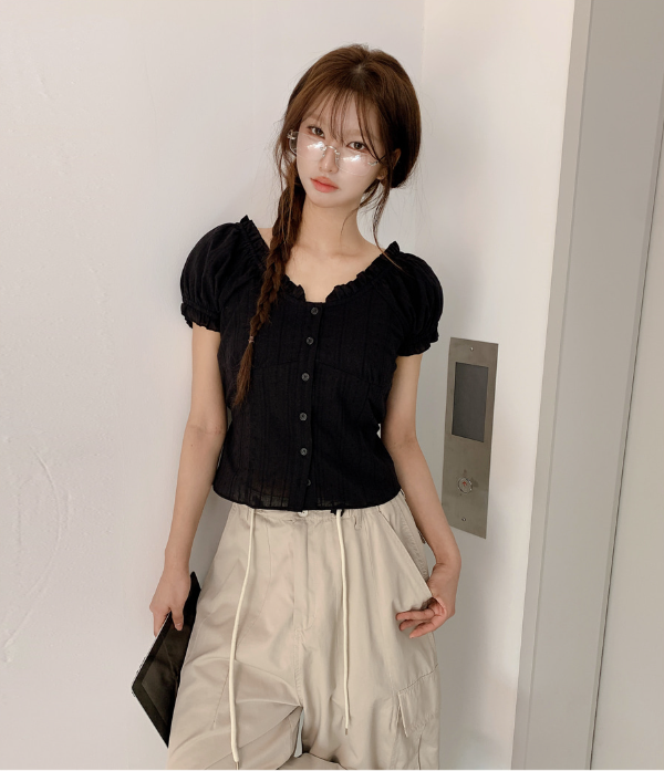 春夏預訂｜【可愛/約會裝扮】荷葉邊短袖上衣