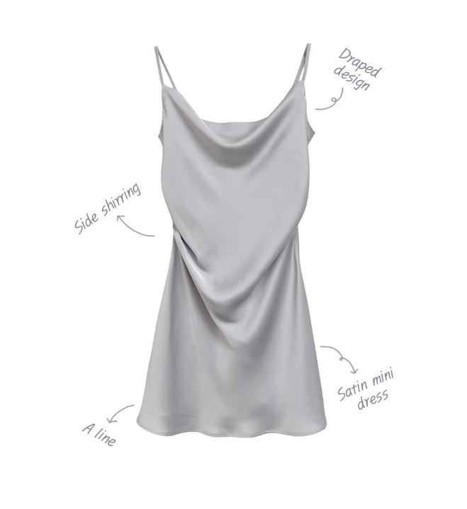 春夏預訂｜層疊垂褶緞面迷你連身裙