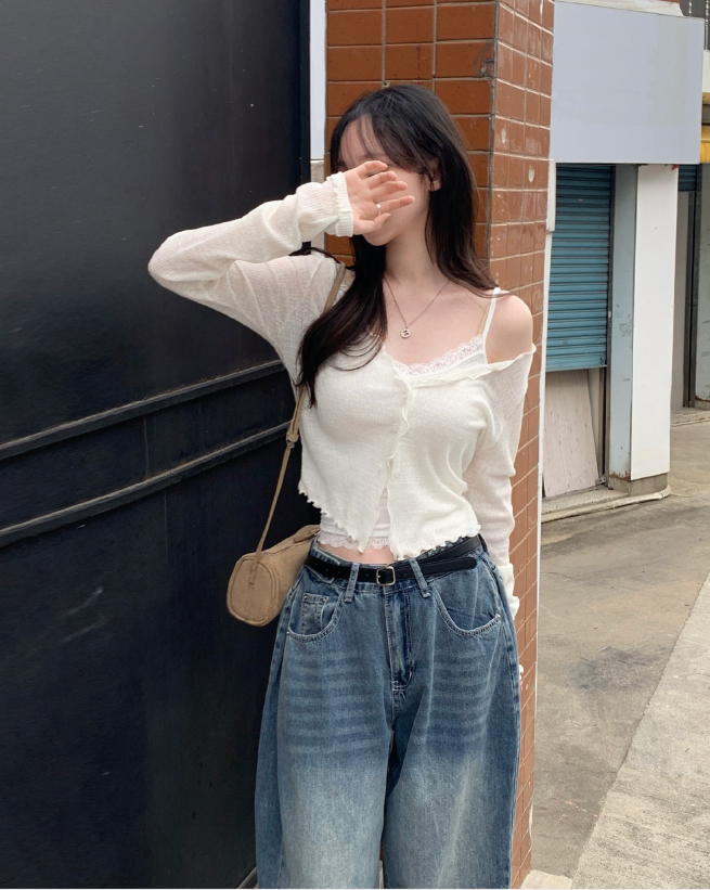 春夏預訂｜荷葉邊透視針織開襟衫