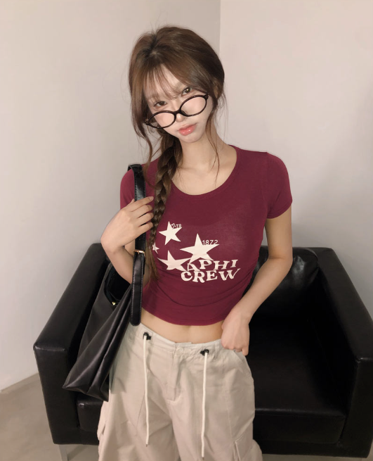 春夏預訂｜修身星星側邊褶皺短袖TEE