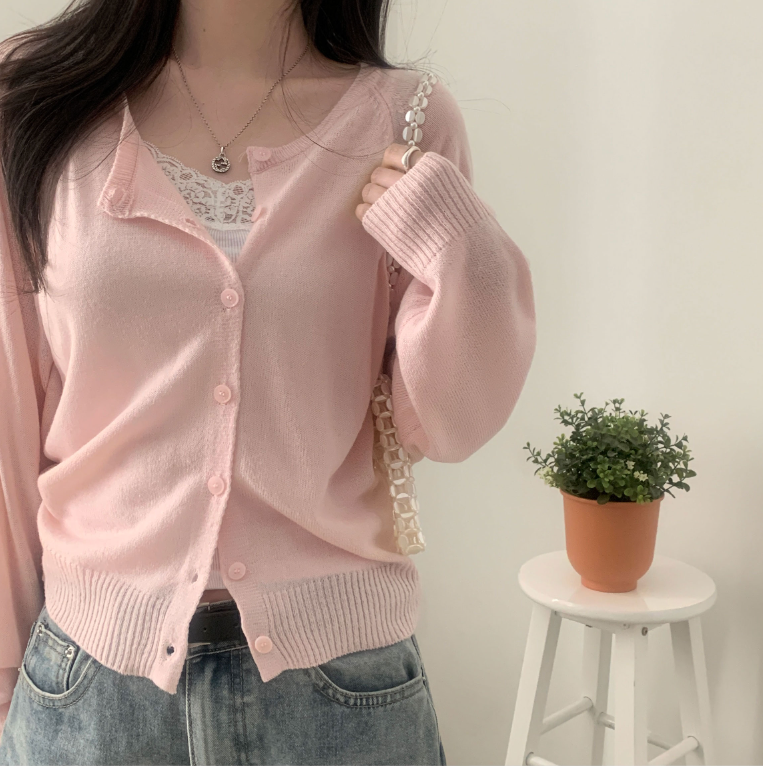 春夏預訂｜雨天透視針織短版開襟衫