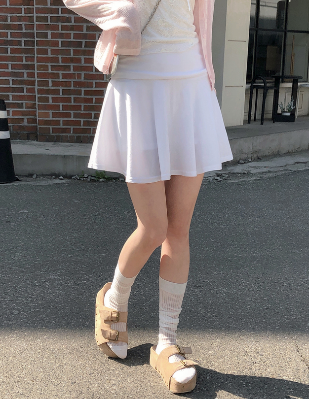 春夏預訂｜【內襯短褲】側邊褶皺低腰迷你裙