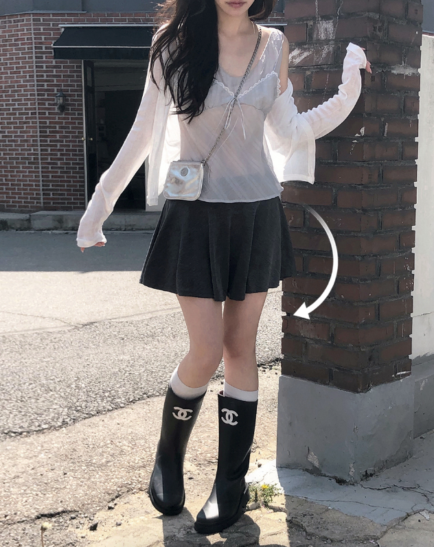 春夏預訂｜【內襯短褲】側邊褶皺低腰迷你裙