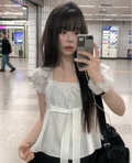 春夏預訂｜TIE泡泡袖荷葉邊短袖襯衫