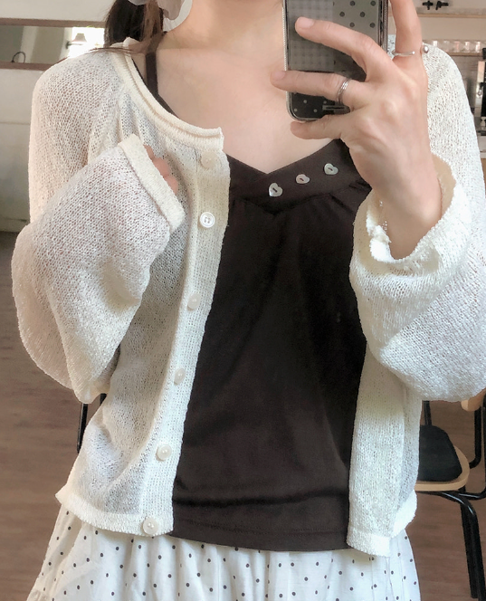 春夏預訂｜愛心珍珠貝母紐扣背心