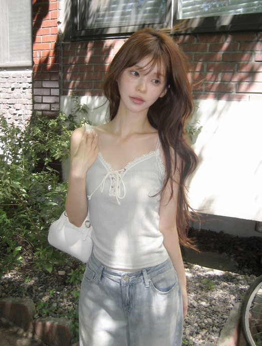 早秋預訂｜Estella 復古蕾絲鏤空羅紋背心