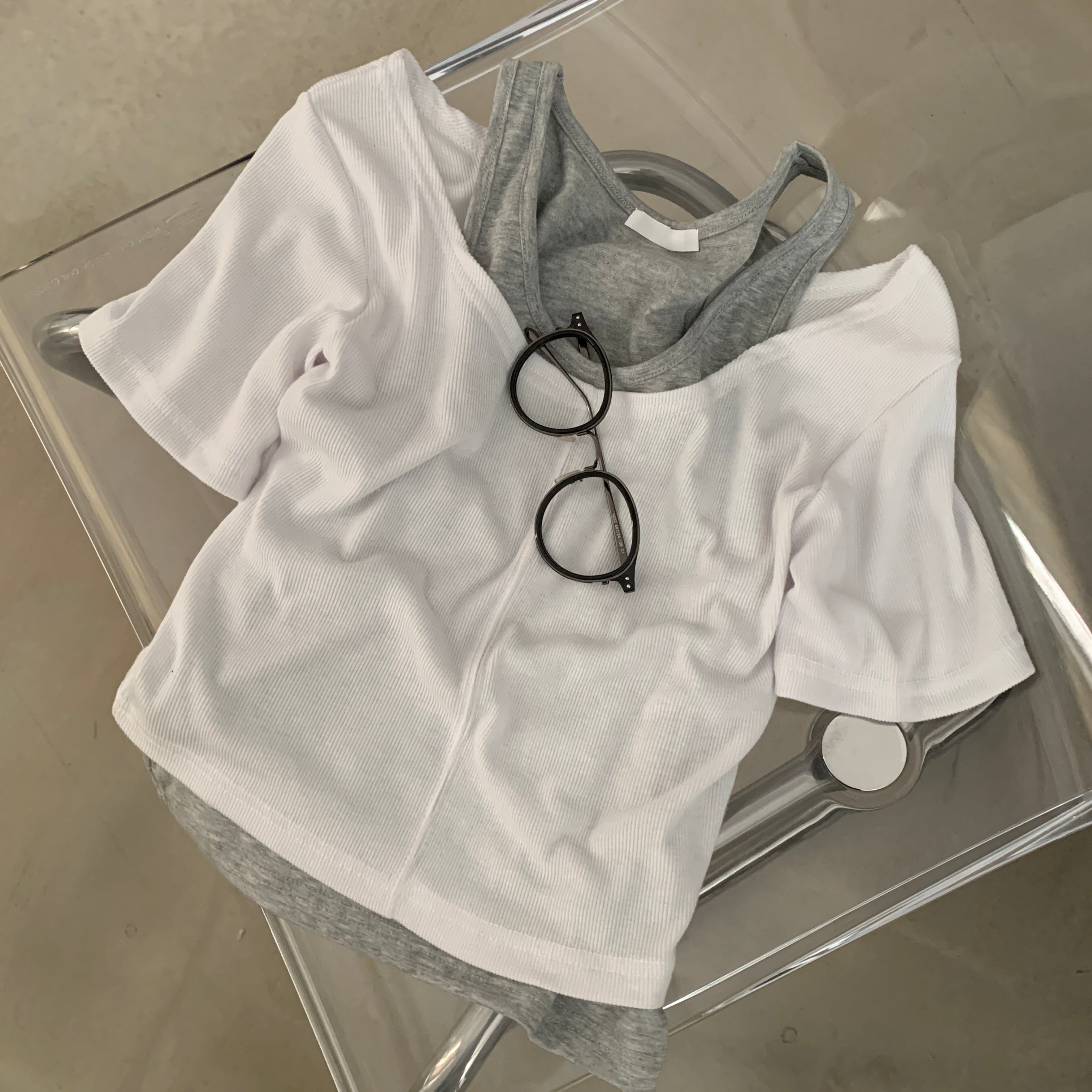 春夏預訂｜羅紋撞色拼接短袖TEE