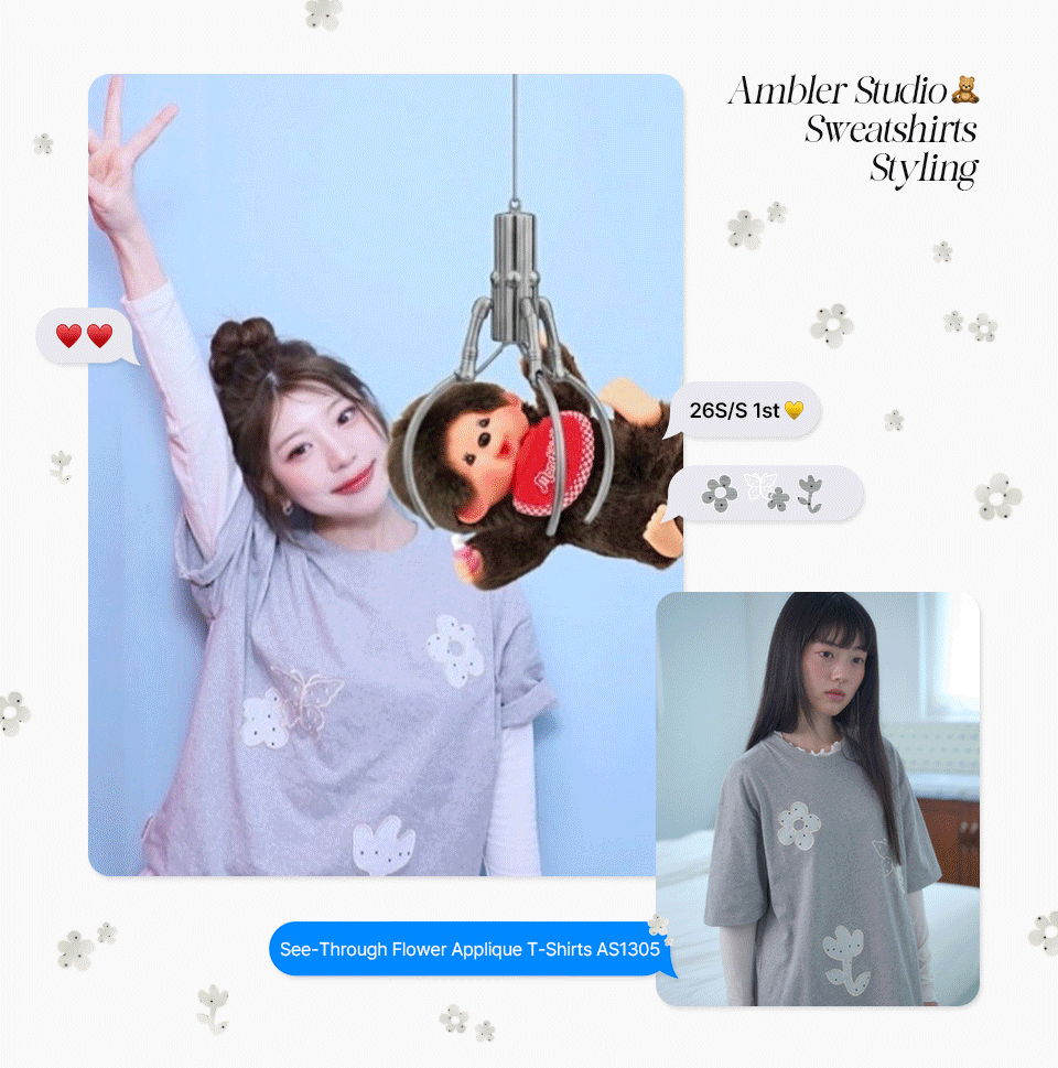 AMBLER預訂｜男女通用See-Through Flower短袖T恤 AS1305