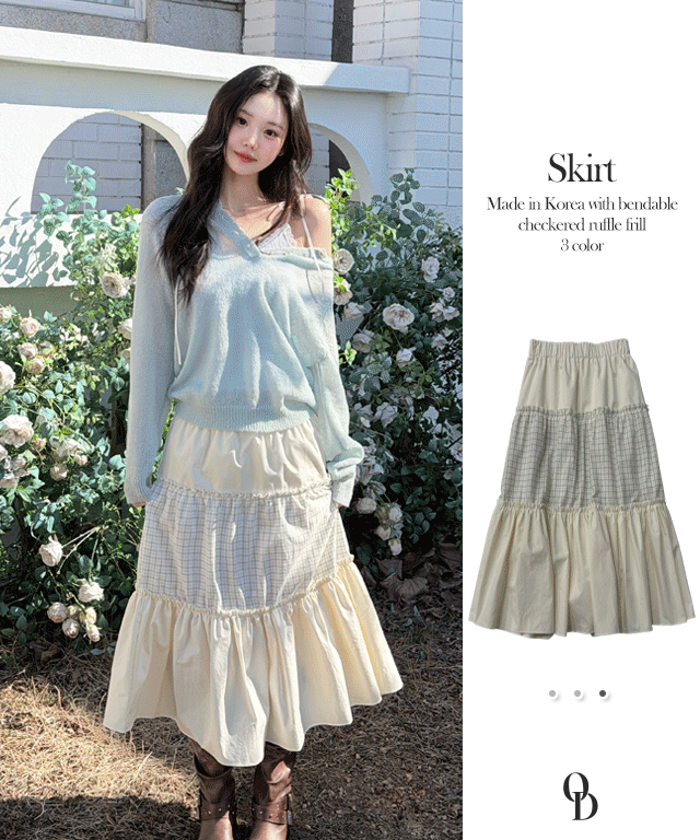 春夏預訂｜森系少女風🍃多層格紋荷葉邊長裙