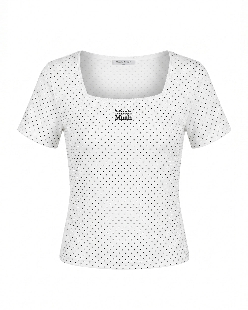 MUAHMUAH預訂｜SQUARE NECK DOT HALF SLEEVE