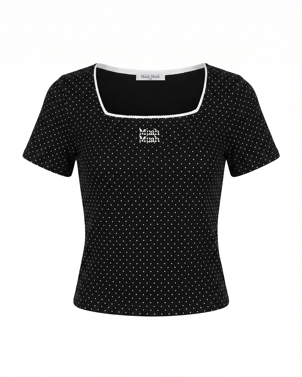 MUAHMUAH預訂｜SQUARE NECK DOT HALF SLEEVE