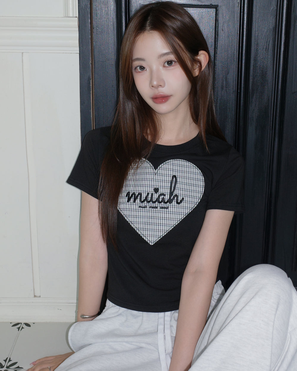 MUAHMUAH預訂｜BIG HEART CHECK PATCH HALF SLEEVE