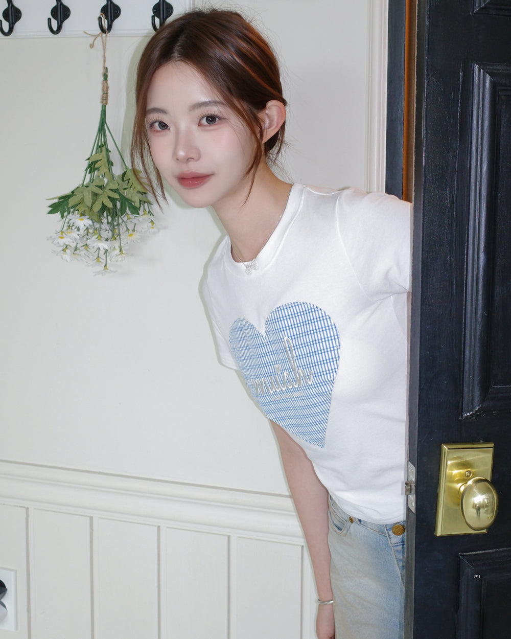 MUAHMUAH預訂｜BIG HEART CHECK PATCH HALF SLEEVE