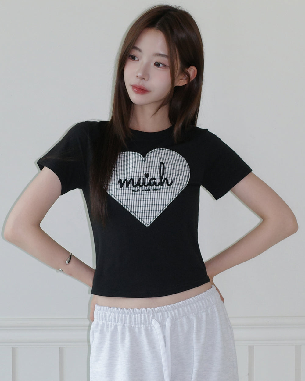 MUAHMUAH預訂｜BIG HEART CHECK PATCH HALF SLEEVE