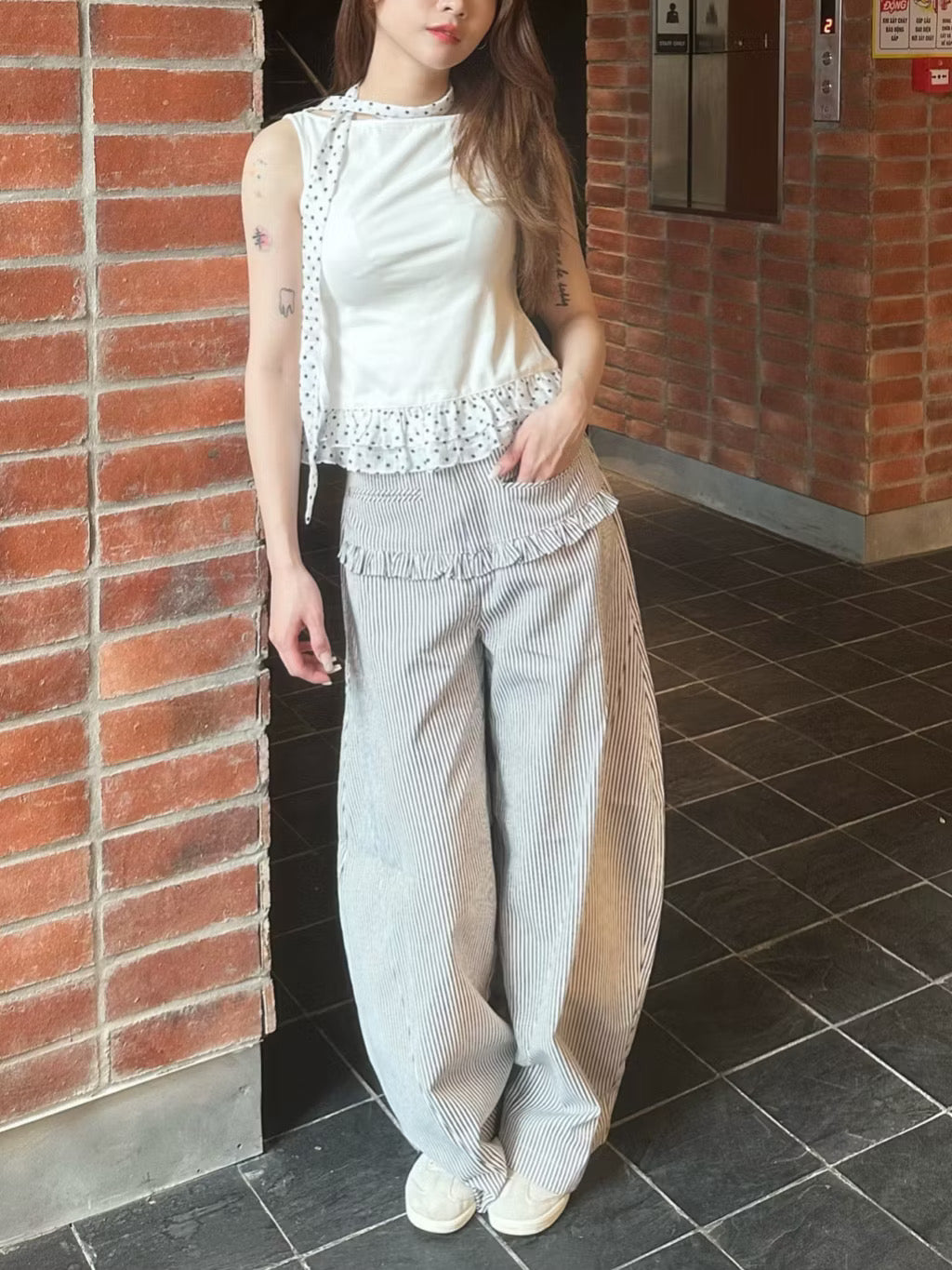 越南🇻🇳Dora the label預訂｜Plaid  Puffy Denim Pants