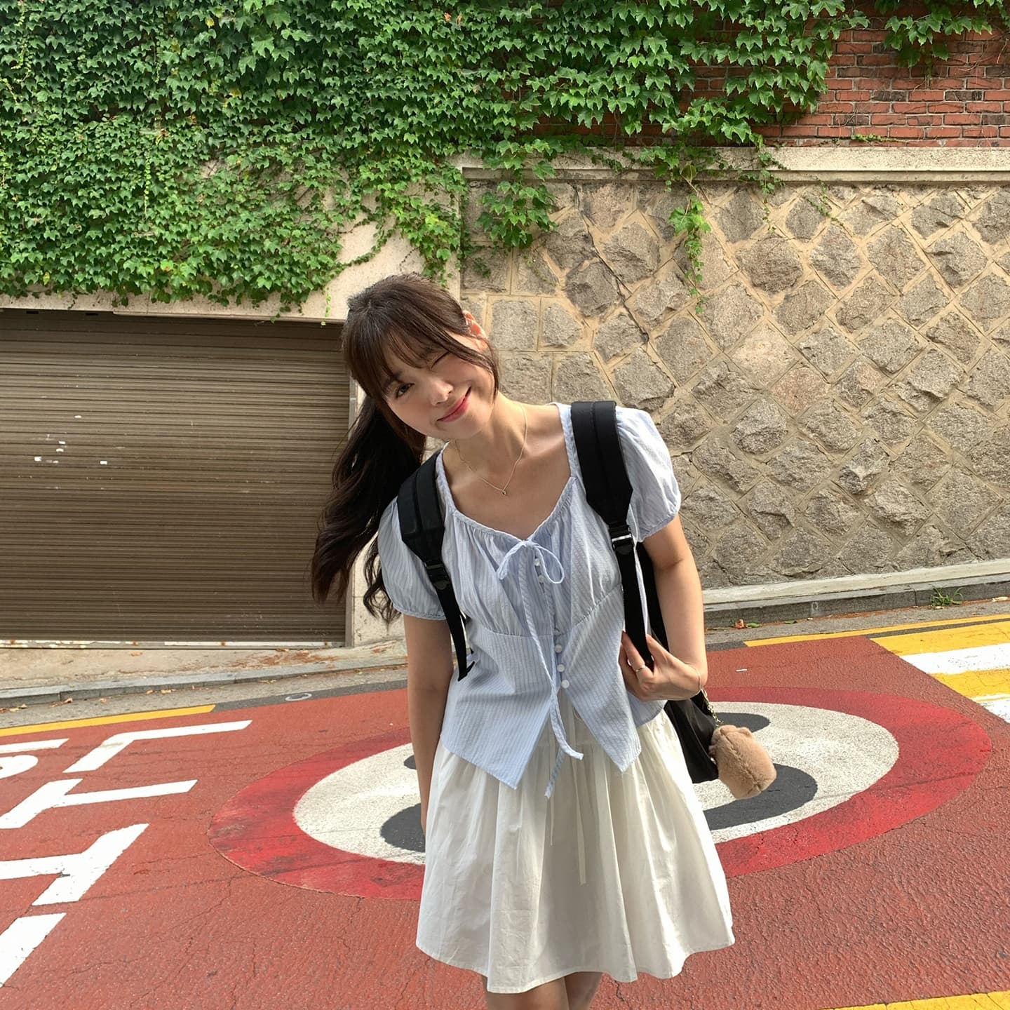 春夏現貨｜條紋方領泡泡袖襯衫