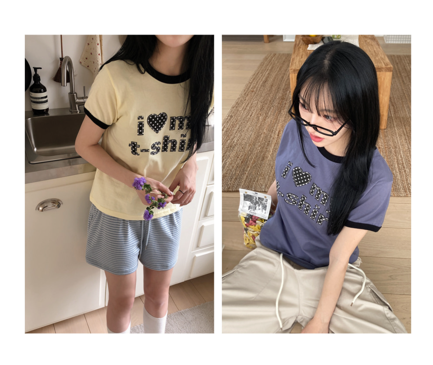 春夏預訂｜圓點拼接撞色圓領短袖TEE
