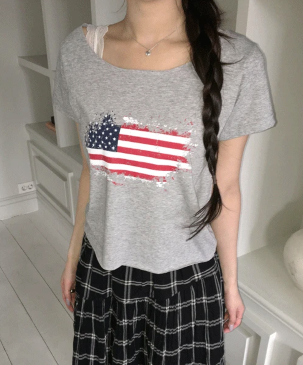 春夏預訂｜CROP OFF SHOULDER美國短袖T恤