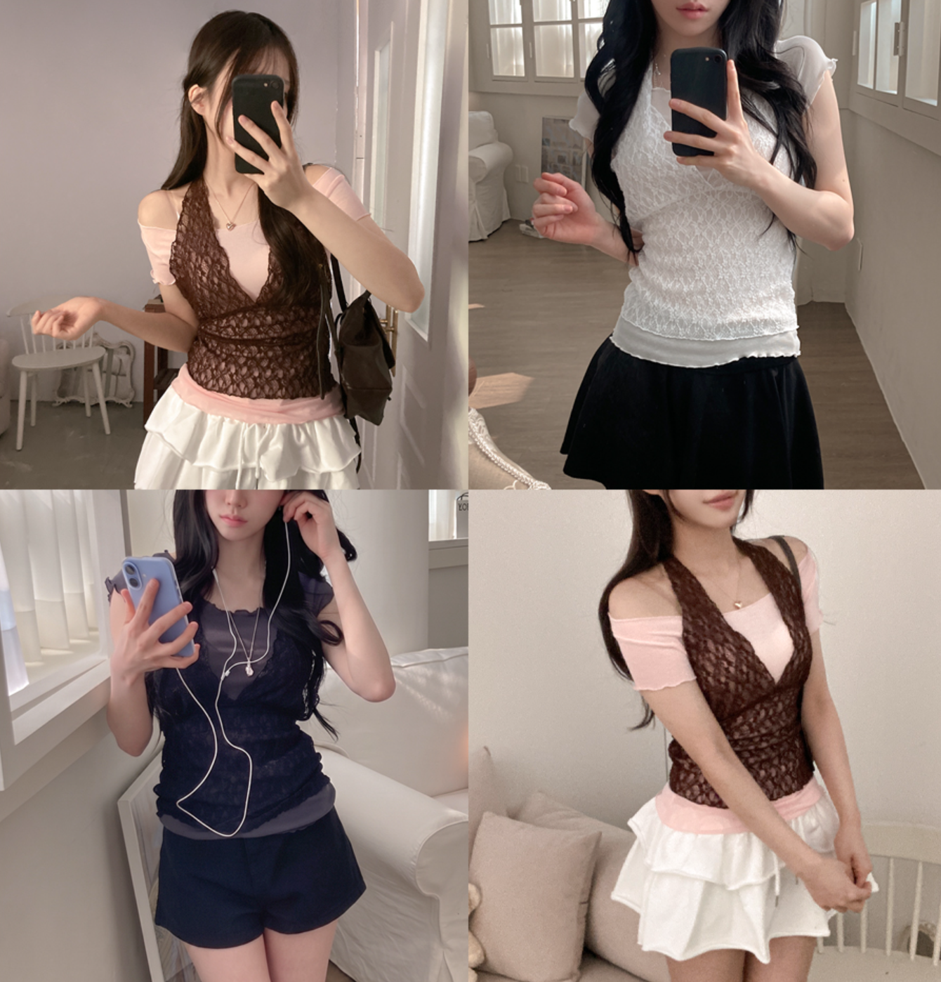 春夏預訂｜蕾絲露背背心+WAVE短袖TEE SET