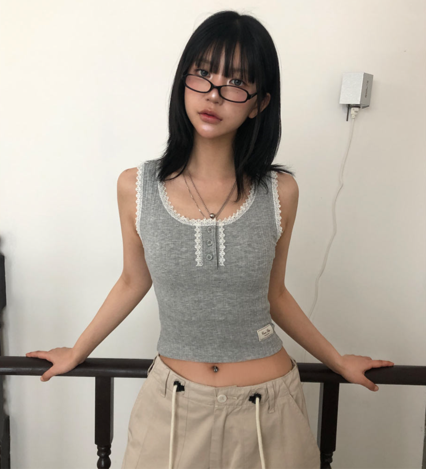 春夏預訂｜蕾絲TAG羅紋修身背心