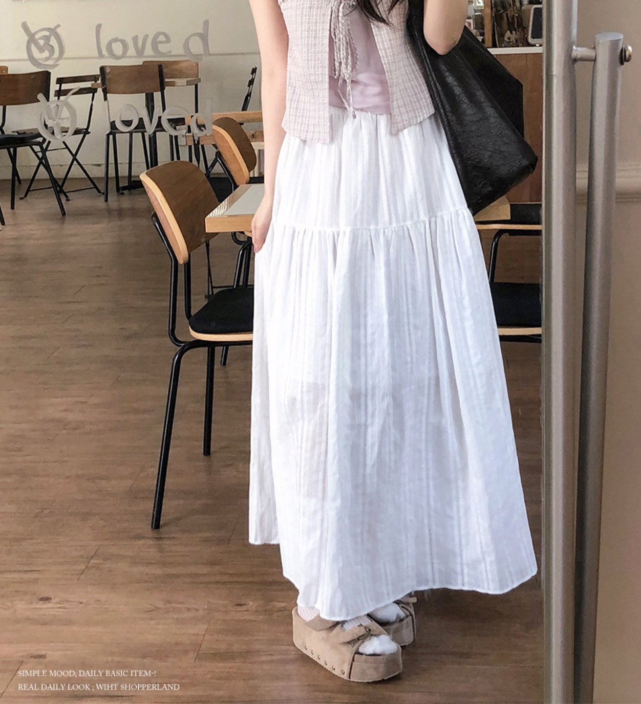 春夏預訂｜刺繡花條紋長裙