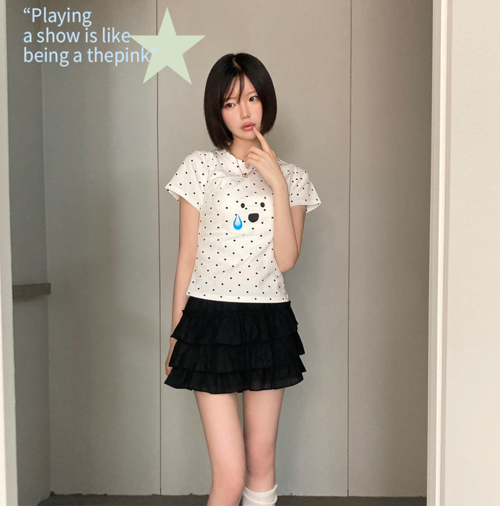 春夏預訂｜約會穿搭♡彈性層疊荷葉邊迷你裙