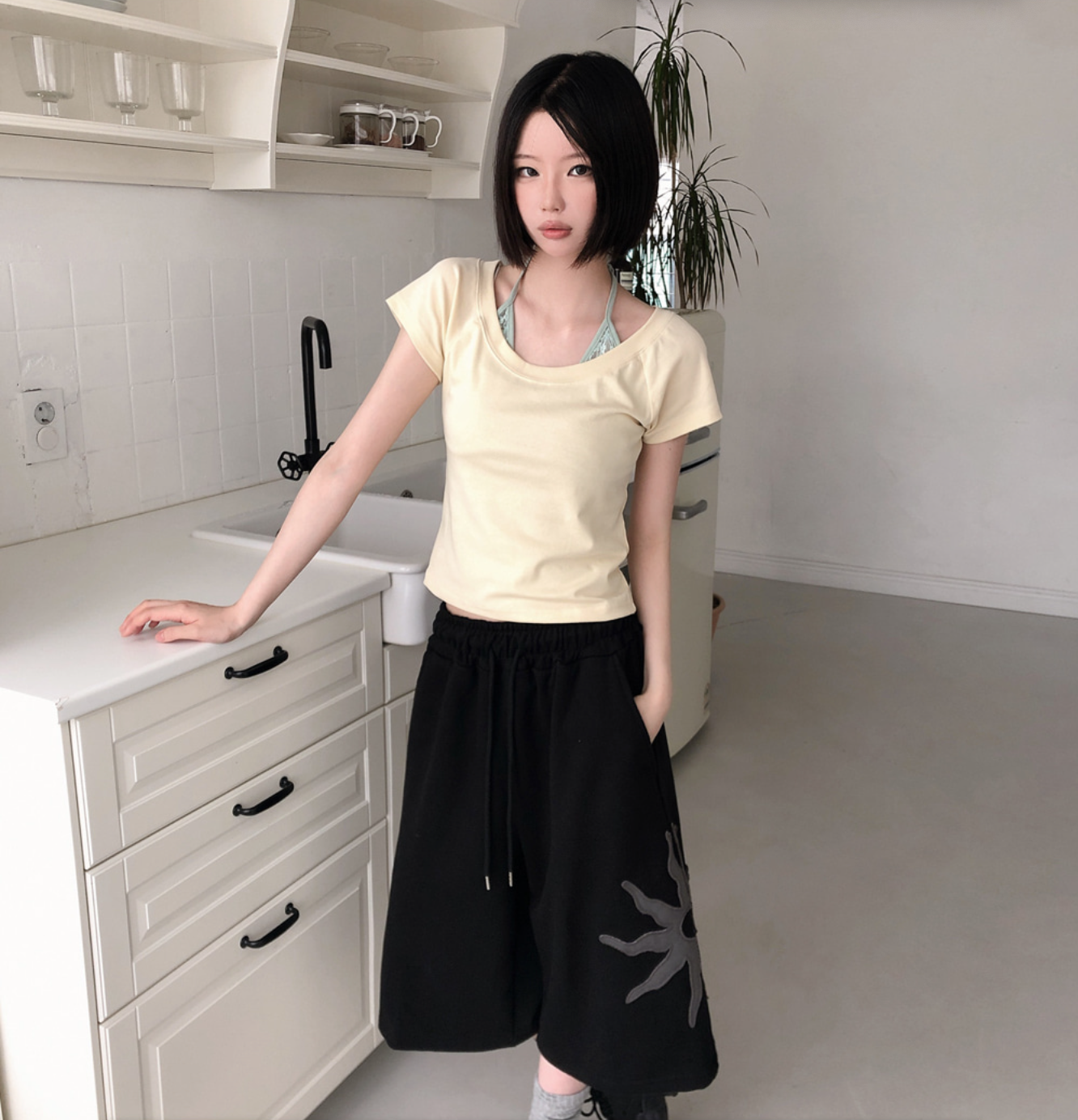 春夏預訂｜太陽貼片七分褲
