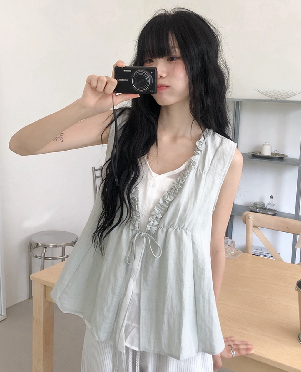 春夏預訂｜荷葉邊層疊緞帶背心