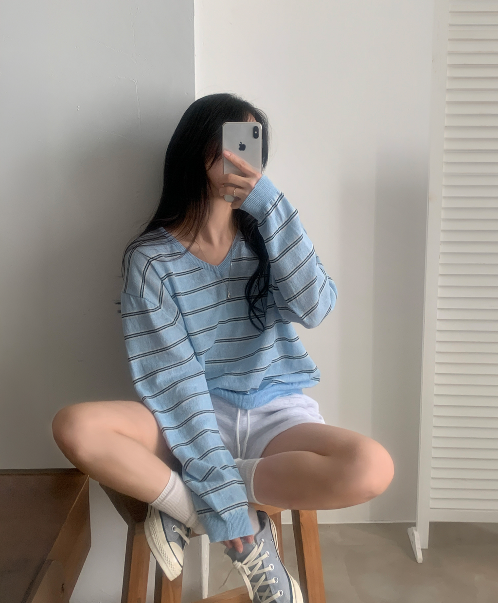 春夏預訂｜亞麻海洋V領針織衫