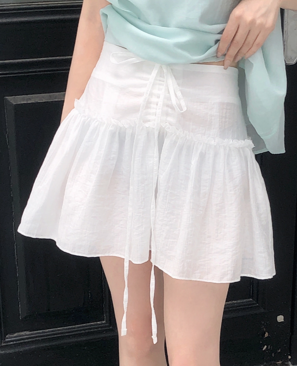 春夏預訂｜褶皺抽繩蝴蝶結短裙