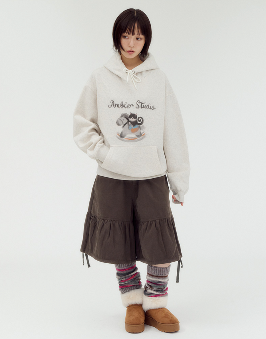AMBLER 預訂｜Horse Rider Cat 貓咪騎馬圖案刺繡連帽衛衣 (AHP1304)