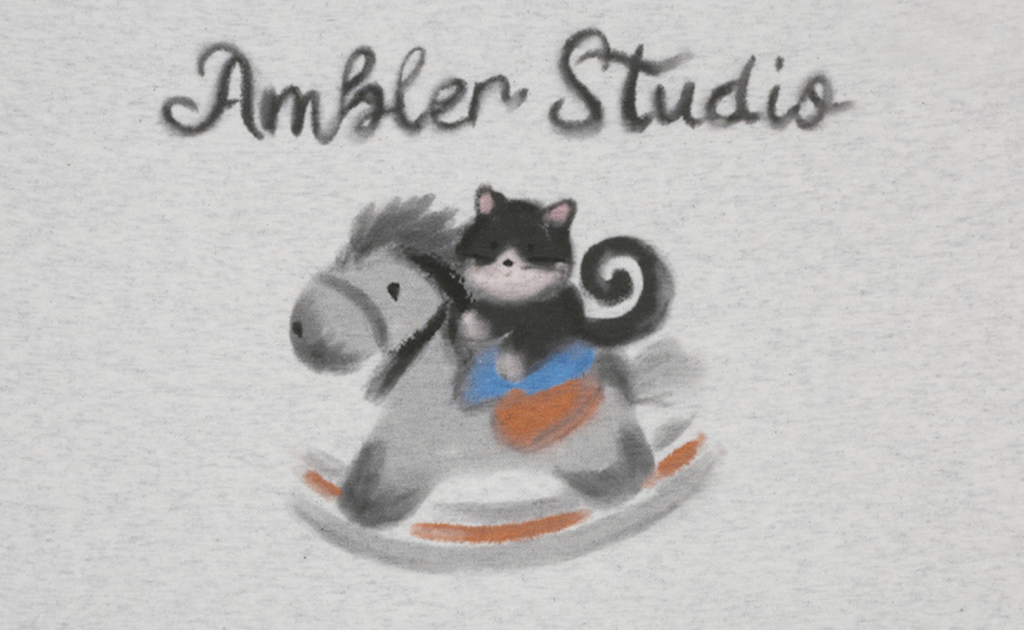 AMBLER 預訂｜Horse Rider Cat 貓咪騎馬圖案刺繡連帽衛衣 (AHP1304)