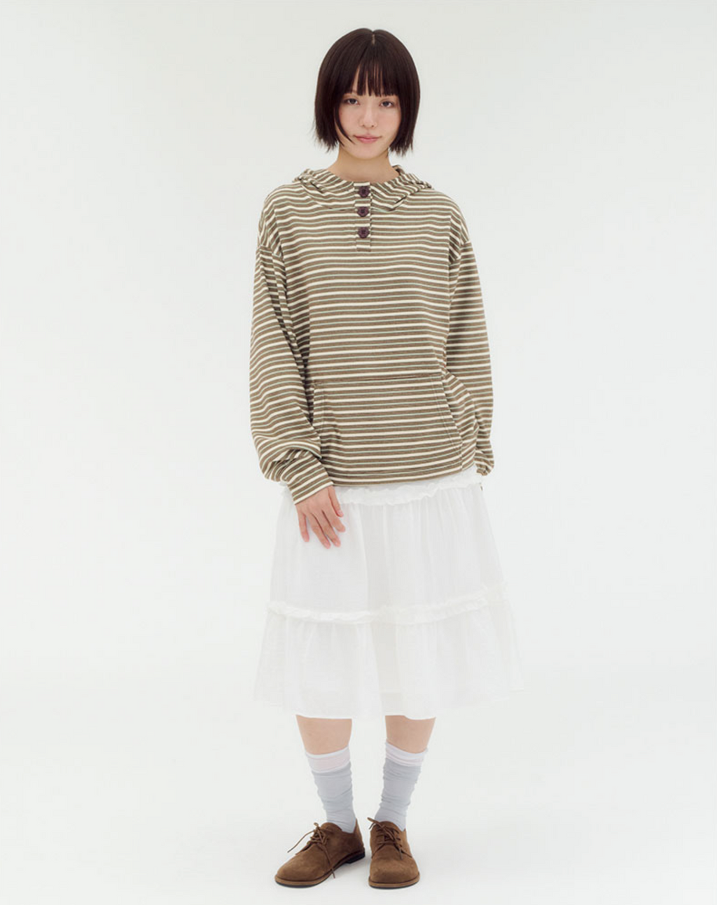 AMBLER 預訂｜Striped Star button 間條拼色連帽衛衣 (AHP1311)