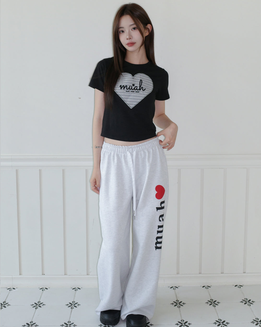 MUAHMUAH預訂｜BIG HEART CHECK PATCH HALF SLEEVE