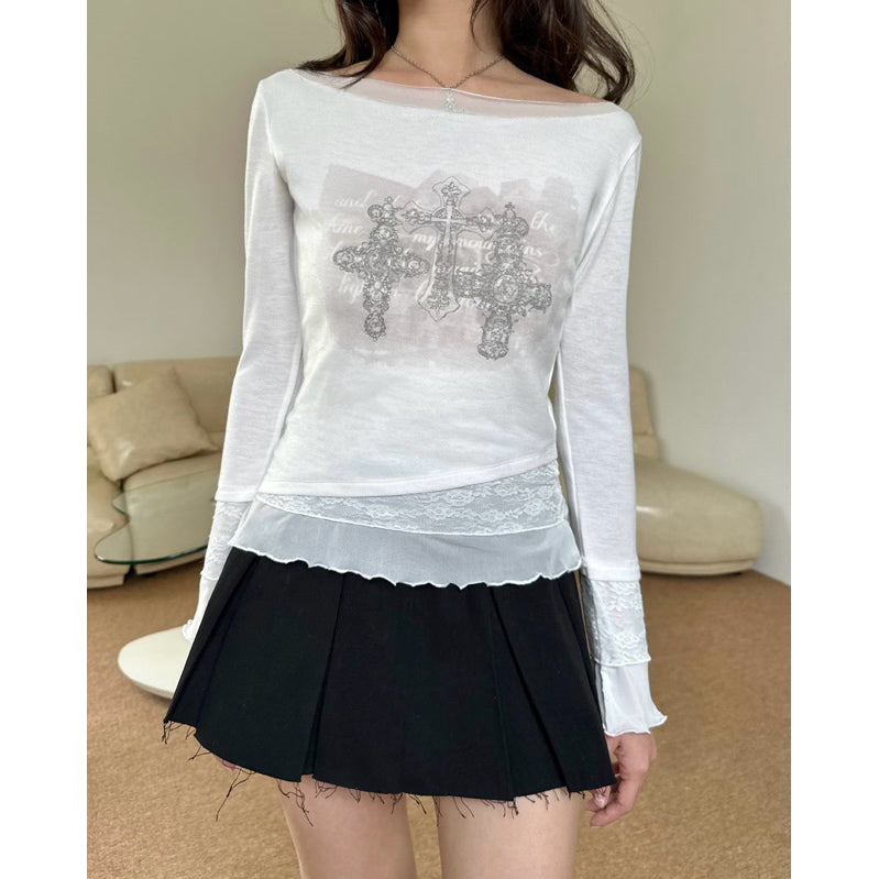 🇻🇳 JANET STUDIO 現貨｜白色蕾絲網眼上衣