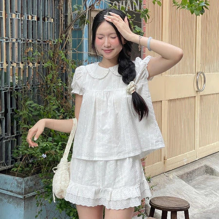 🇻🇳 ICHI 現貨｜JANIE TOP 荷葉邊領娃娃衫